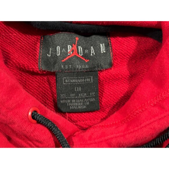 Jordan Jumpman Graphic Print Fleece Pullover Hoodie Red Mens Sweatshirt Sz XS - Picture 7 of 9